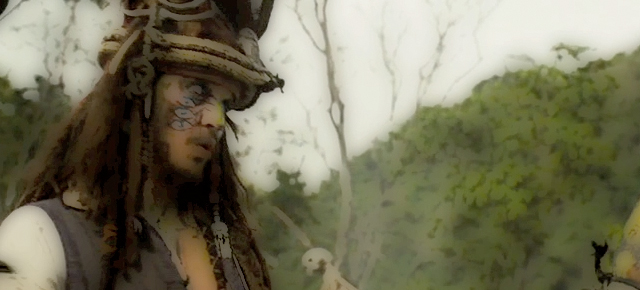 A screenshot from Pirates of the Caribbean 2 featuring Johnny Depp