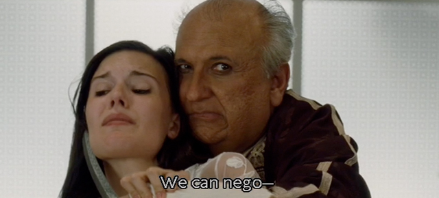 A screenshot from Taken (2008) featuring Maggie Grace