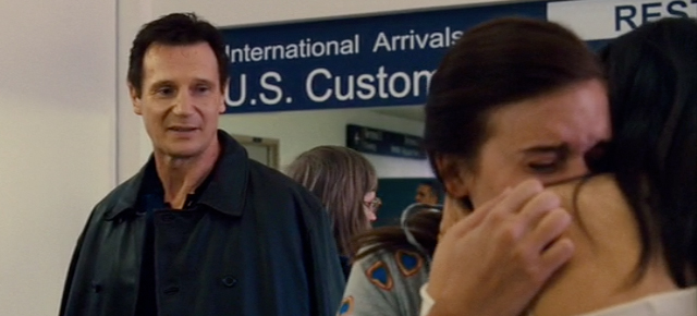 A screenshot from Taken (2008) featuring Liam Neeson