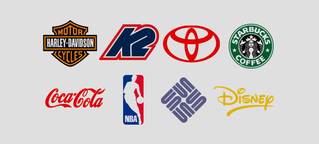 A collage of eight product logos