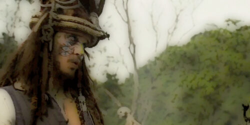 A screenshot from Pirates of the Caribbean 2 featuring Johnny Depp