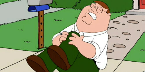 Peter grabbing his knee in pain from an episode of Family Guy