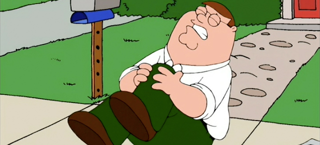 Peter grabbing his knee in pain from an episode of Family Guy